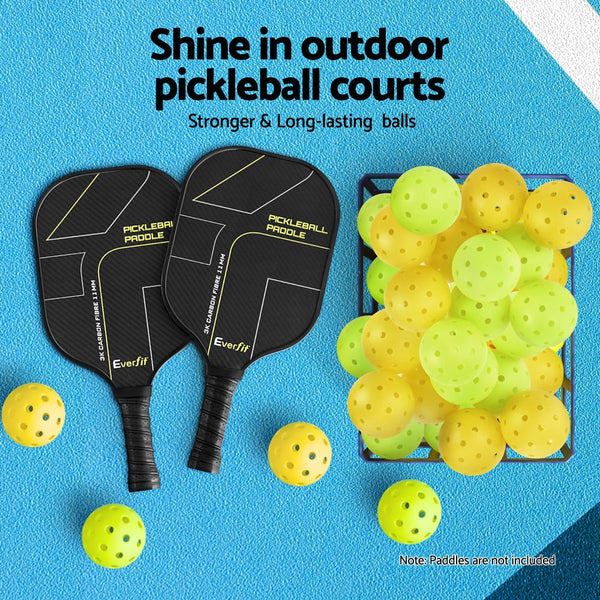 Everfit 12PC Pickleballs Set 40-Hole Design Indoor Outdoor Durable PE Balls Green/Yellow Everfit