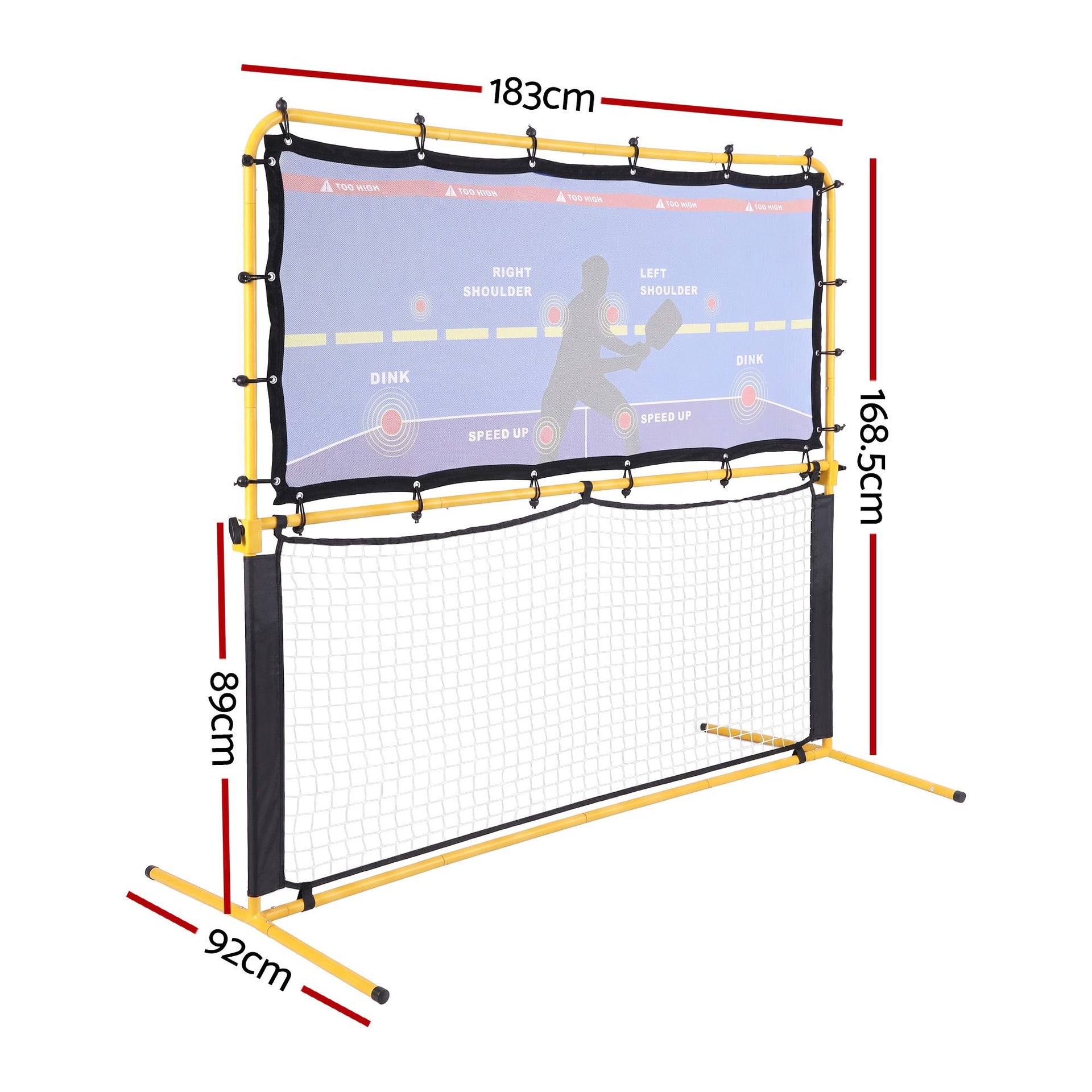Everfit Pickleball Net Rebounder Portable Training Practice 6FT Black Yellow Awezingly