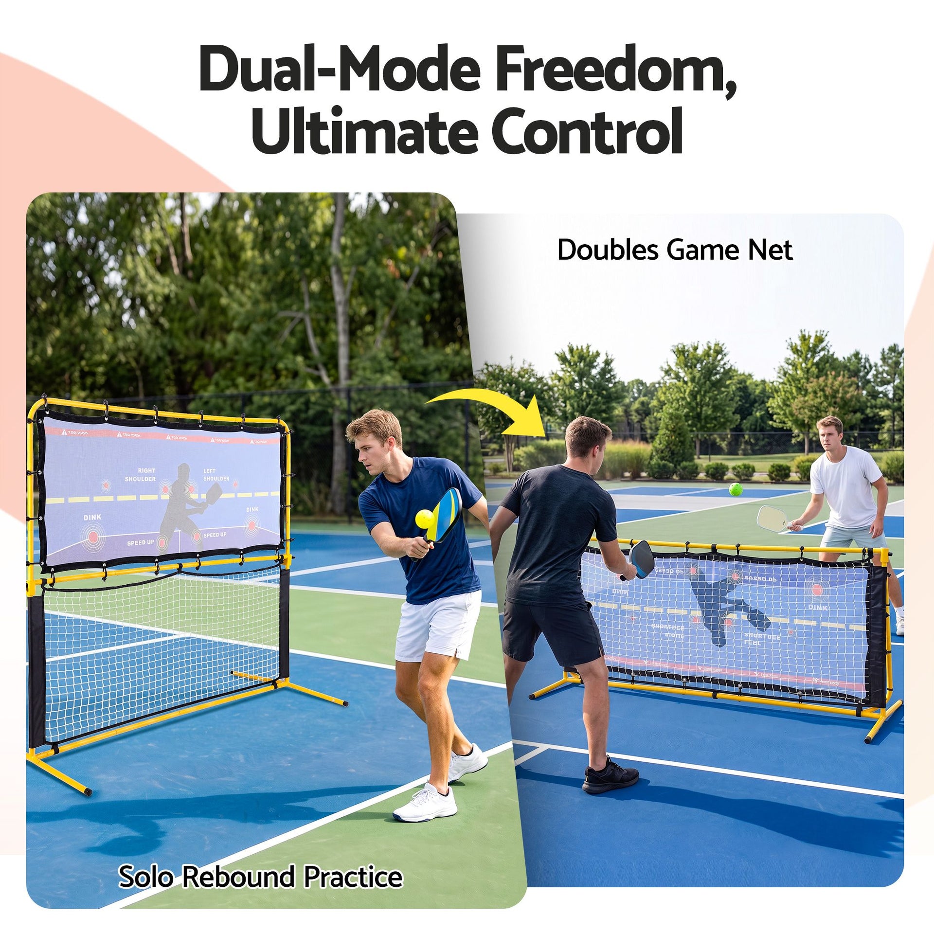 Everfit Pickleball Net Rebounder Portable Training Practice 6FT Black Yellow Awezingly