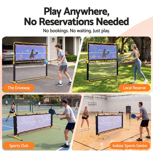 Everfit Pickleball Net Rebounder Portable Training Practice 6FT Black Yellow Awezingly