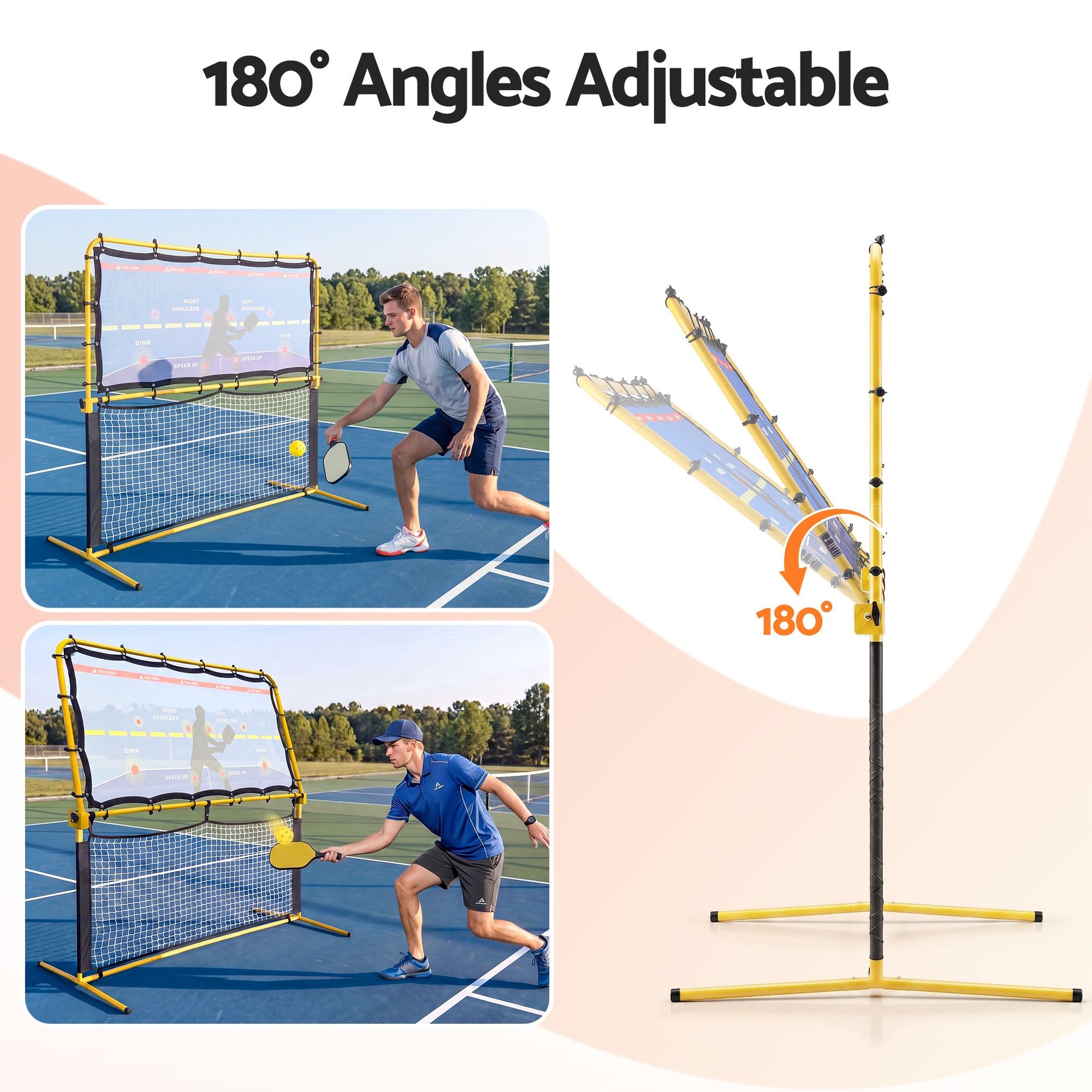 Everfit Pickleball Net Rebounder Portable Training Practice 6FT Black Yellow Awezingly