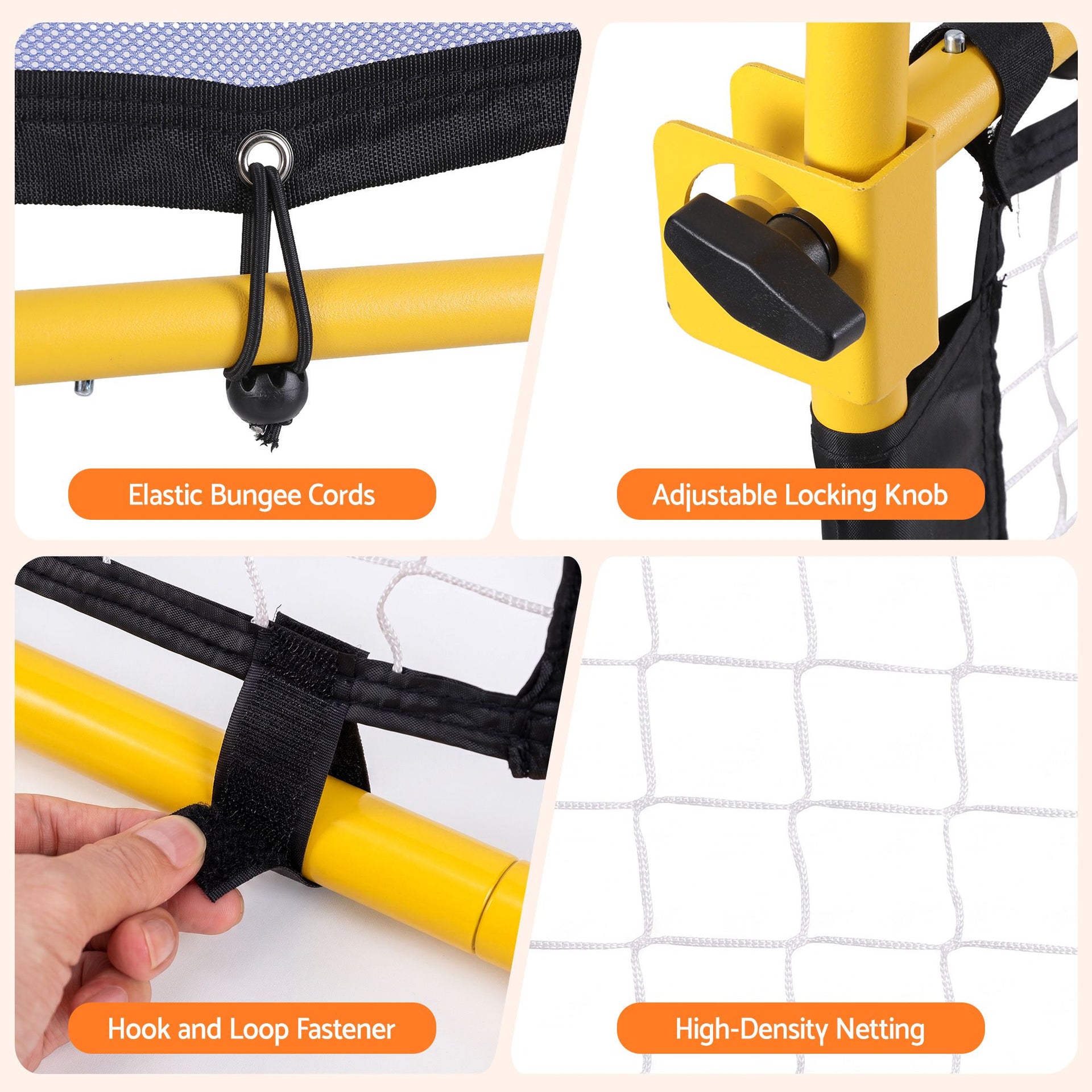 Everfit Pickleball Net Rebounder Portable Training Practice 6FT Black Yellow Awezingly