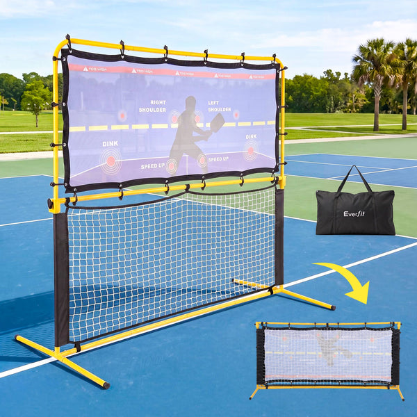 Everfit Pickleball Net Rebounder Portable Training Practice 6FT Black Yellow Awezingly