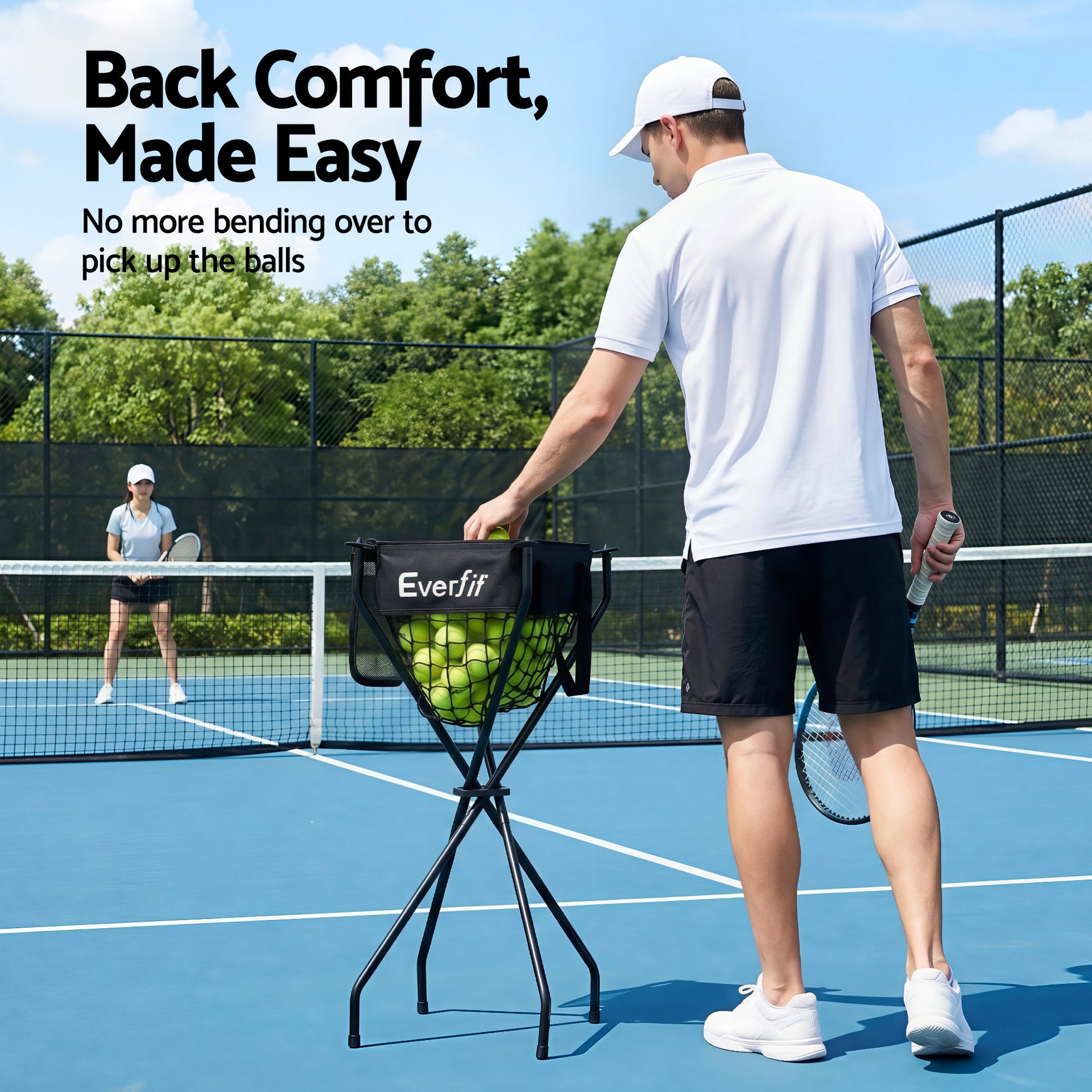 Everfit Portable Ball Cart Foldable Pickleball Tennis Baseball Softball Awezingly