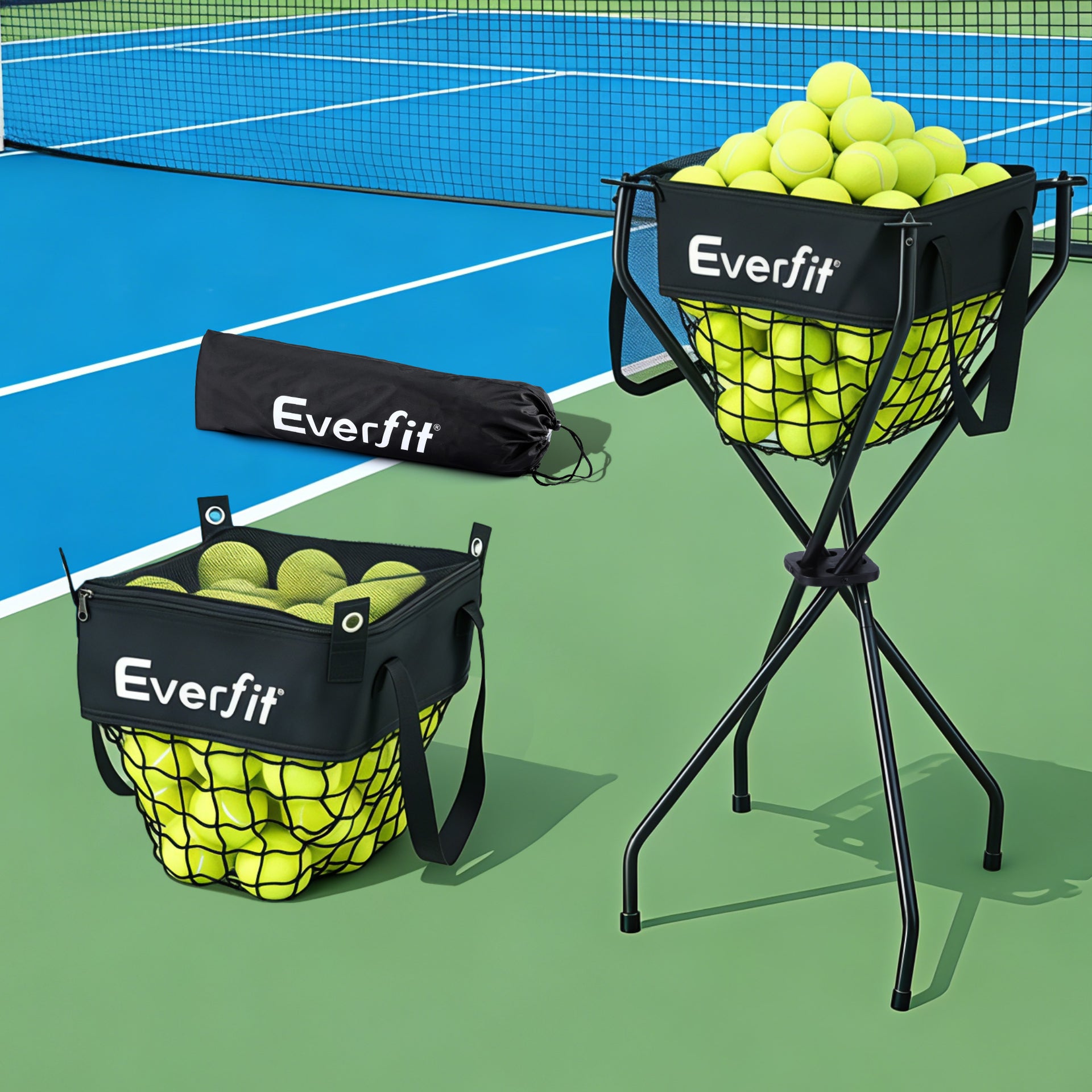 Everfit Portable Ball Cart Foldable Pickleball Tennis Baseball Softball Awezingly