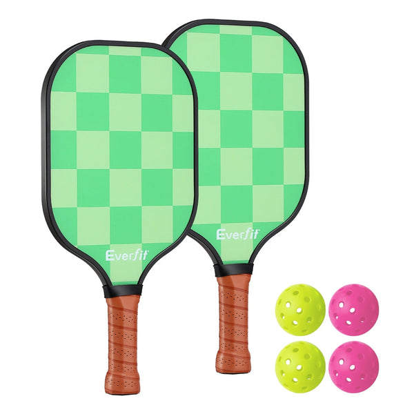 Everfit Pickleball Paddle Set Fiberglass with Balls Bag Tournament Kit 2PCS Pickle Balls Rackets Everfit