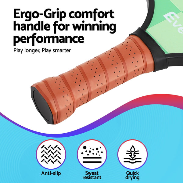 Everfit Pickleball Paddle Set Fiberglass with Balls Bag Tournament Kit 2PCS Pickle Balls Rackets Everfit