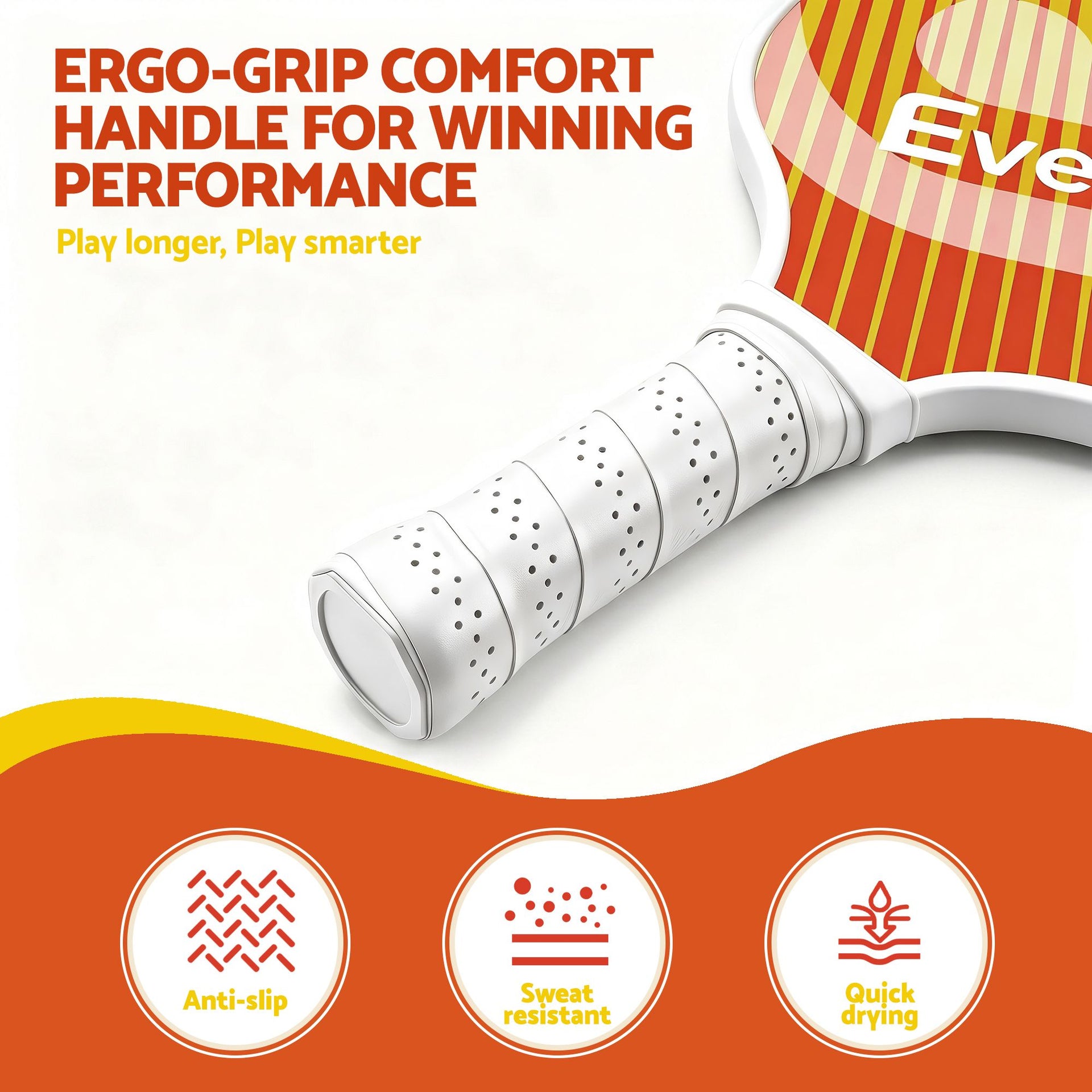 Everfit Pickleball Paddle Set Fibreglass Racquet Honeycomb Core With Bag Orange Awezingly