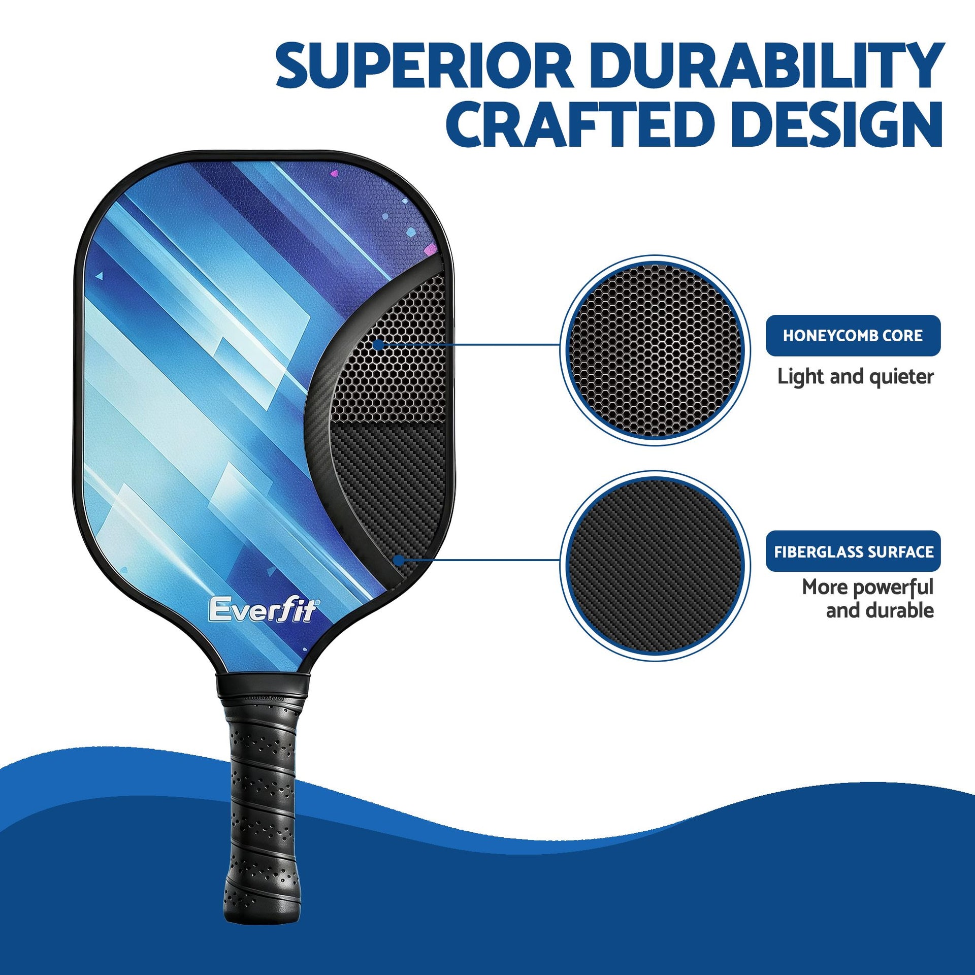 Everfit Pickleball Paddle Set Fibreglass Racquet Honeycomb Core With Bag Awezingly