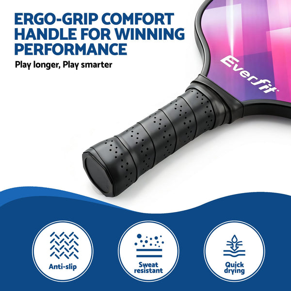 Everfit Pickleball Paddle Set Fibreglass Racquet Honeycomb Core With Bag Awezingly