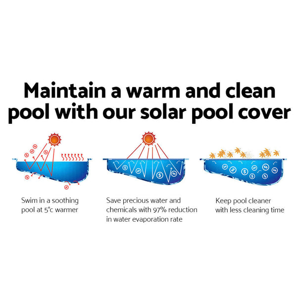 Aquabuddy Pool Cover 500 Micron 10x4m Swimming Pool Solar Blanket Blue Awezingly