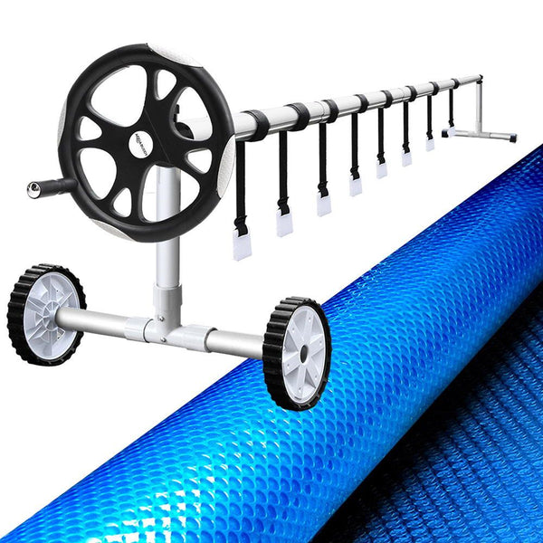 Aquabuddy Pool Cover 500 Micron 10x4m Blue Swimming Pool Solar Blanket 5.5m Roller Awezingly