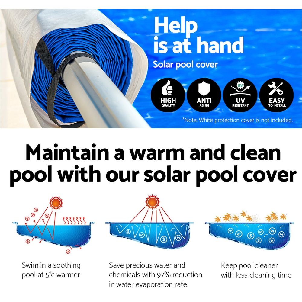 Aquabuddy Pool Cover 500 Micron 10x4m Blue Swimming Pool Solar Blanket 5.5m Roller Awezingly