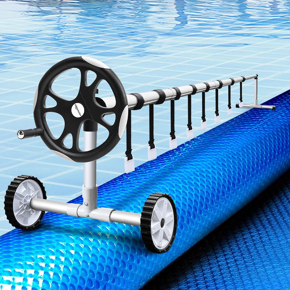 Aquabuddy Pool Cover 500 Micron 10x4m Blue Swimming Pool Solar Blanket 5.5m Roller Awezingly