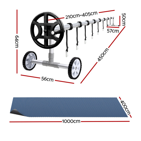 Aqua Buddy Pool Cover 600 Micron 10x4m w/ Roller 4m Swimming Pools Black Solar Blanket Aquabuddy