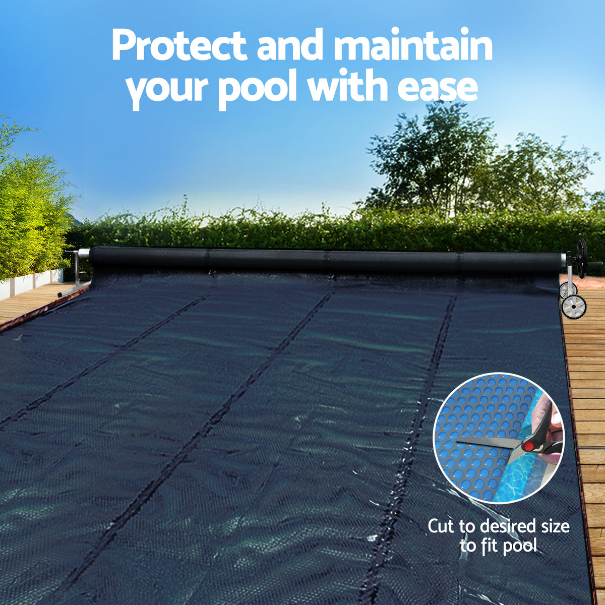 Aqua Buddy Pool Cover 600 Micron 10x4m w/ Roller 4m Swimming Pools Black Solar Blanket Aquabuddy
