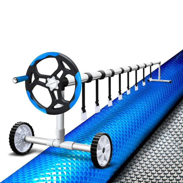 Aquabuddy Pool Cover 500 Micron 10.5x4.2m Swimming Pool Solar Blanket 5.5m Blue Roller Awezingly