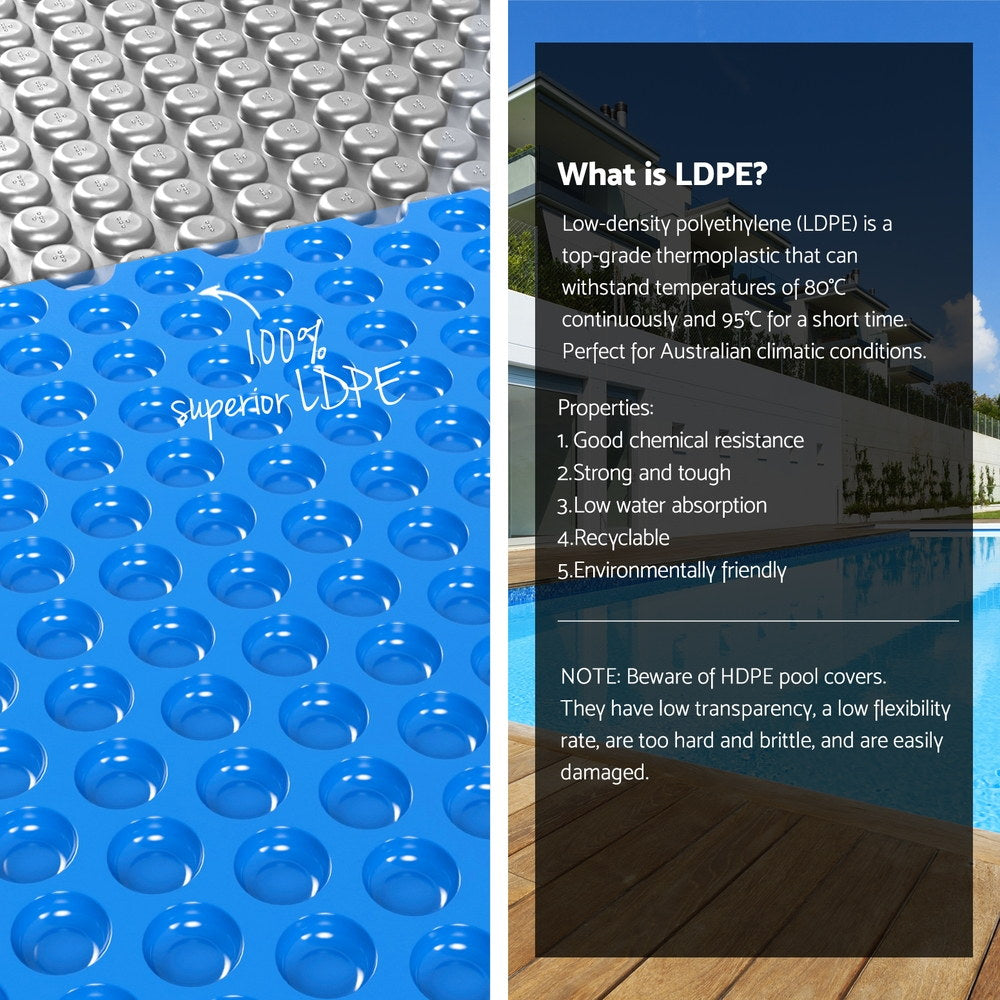 Aqua Buddy Pool Cover 600 Micron Solar Heat Blanket LDPE 10.5x4.2m w/ 5.55m Roller Awezingly