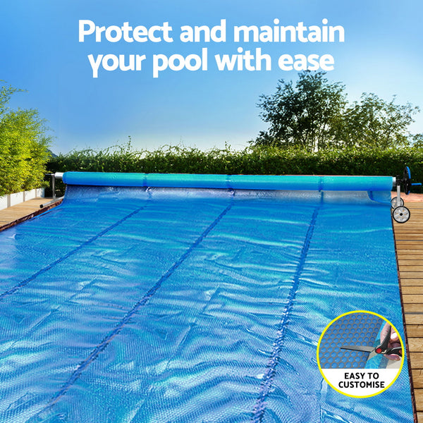 Aqua Buddy Pool Cover 600 Micron Solar Heat Blanket 10.5x4.2m w/ 5.55m Roller Blue Aquabuddy