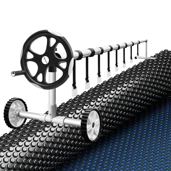 Aqua Buddy Pool Cover 600 Micron 11x4.8m w/ Roller 5.55m Swimming Pools Black Solar Blanket Awezingly