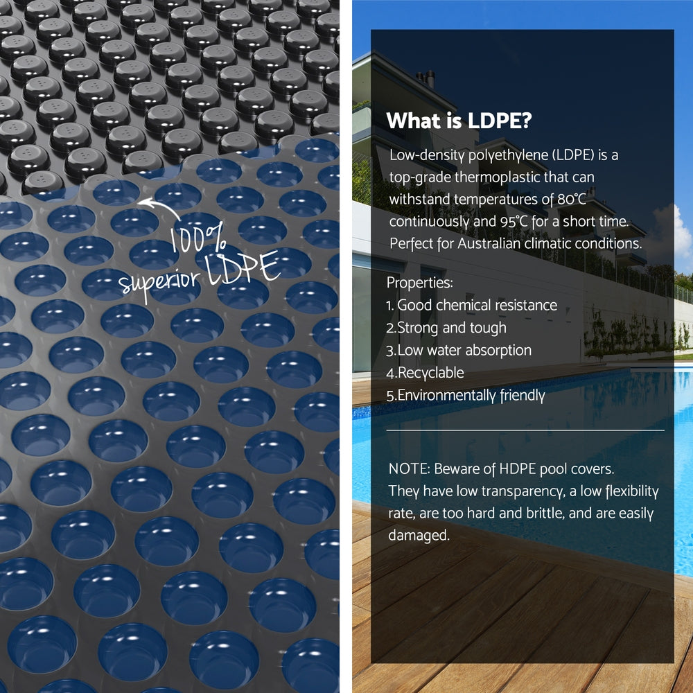Aqua Buddy Pool Cover 600 Micron 11x4.8m w/ Roller 5.55m Swimming Pools Black Solar Blanket Awezingly