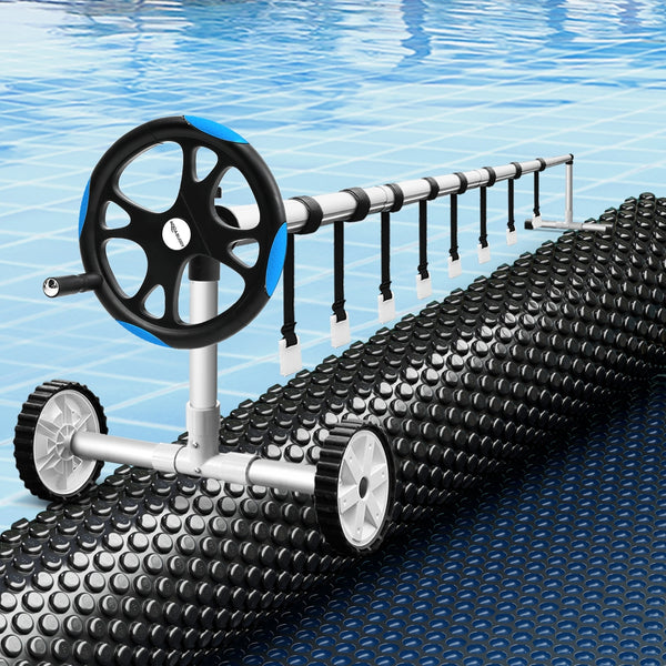 Aqua Buddy Pool Cover 600 Micron 11x4.8m w/ Roller 5.55m Black Solar Blanket Awezingly