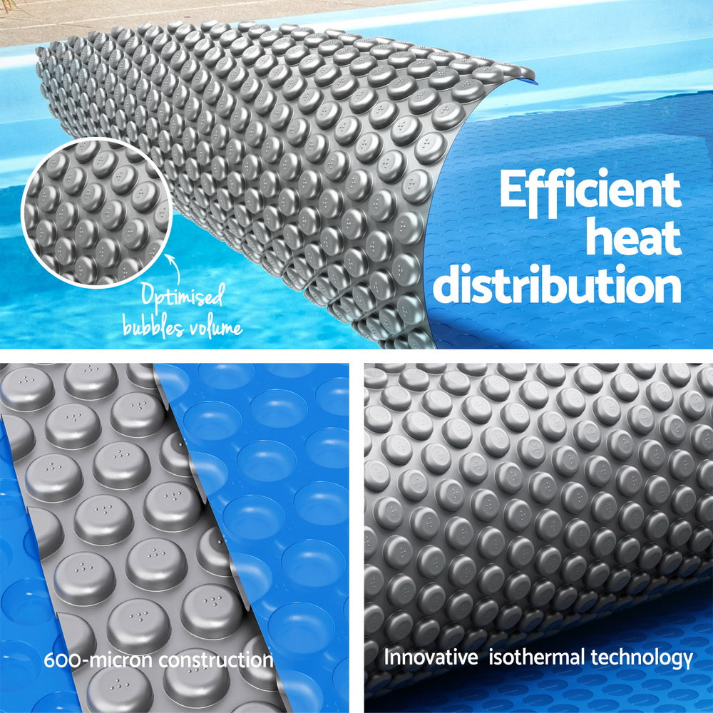 Aquabuddy Pool Cover 600 Micron 11x6.2m w/ Roller 6.55m Swimming Pools Solar Blanket Aquabuddy