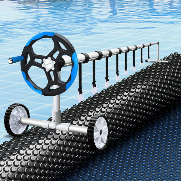 Aquabuddy Pool Cover 600 Micron 6.5x3m w/ Roller 5.55m Black Solar Blanket Aquabuddy