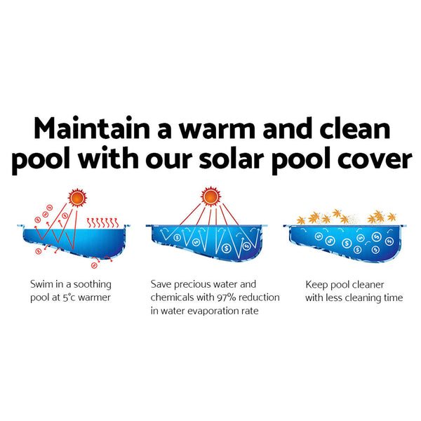 Aquabuddy Pool Cover 500 Micron 6.5x3m Swimming Pool Solar Blanket Blue Silver Awezingly