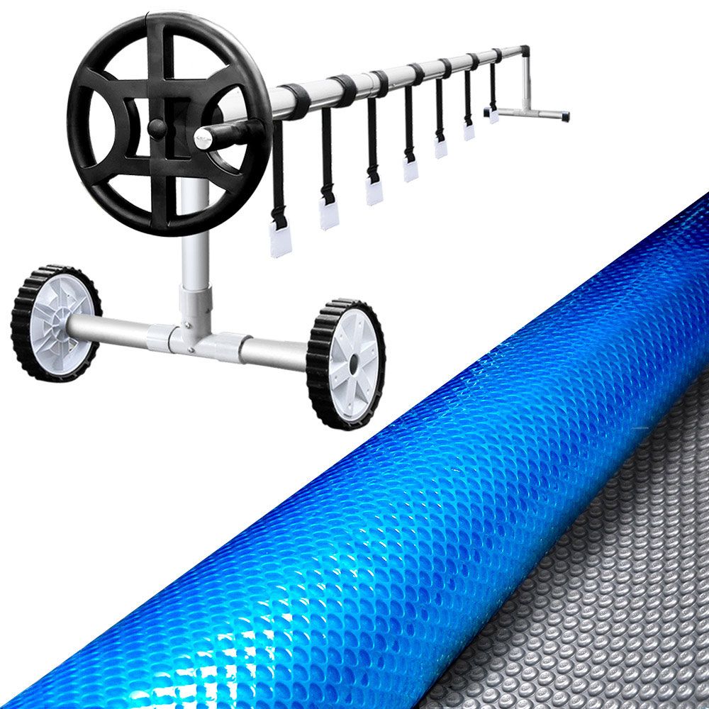 Aquabuddy Pool Cover 500 Micron 6.5x3m Silver Swimming Pool Solar Blanket 4m Roller Awezingly
