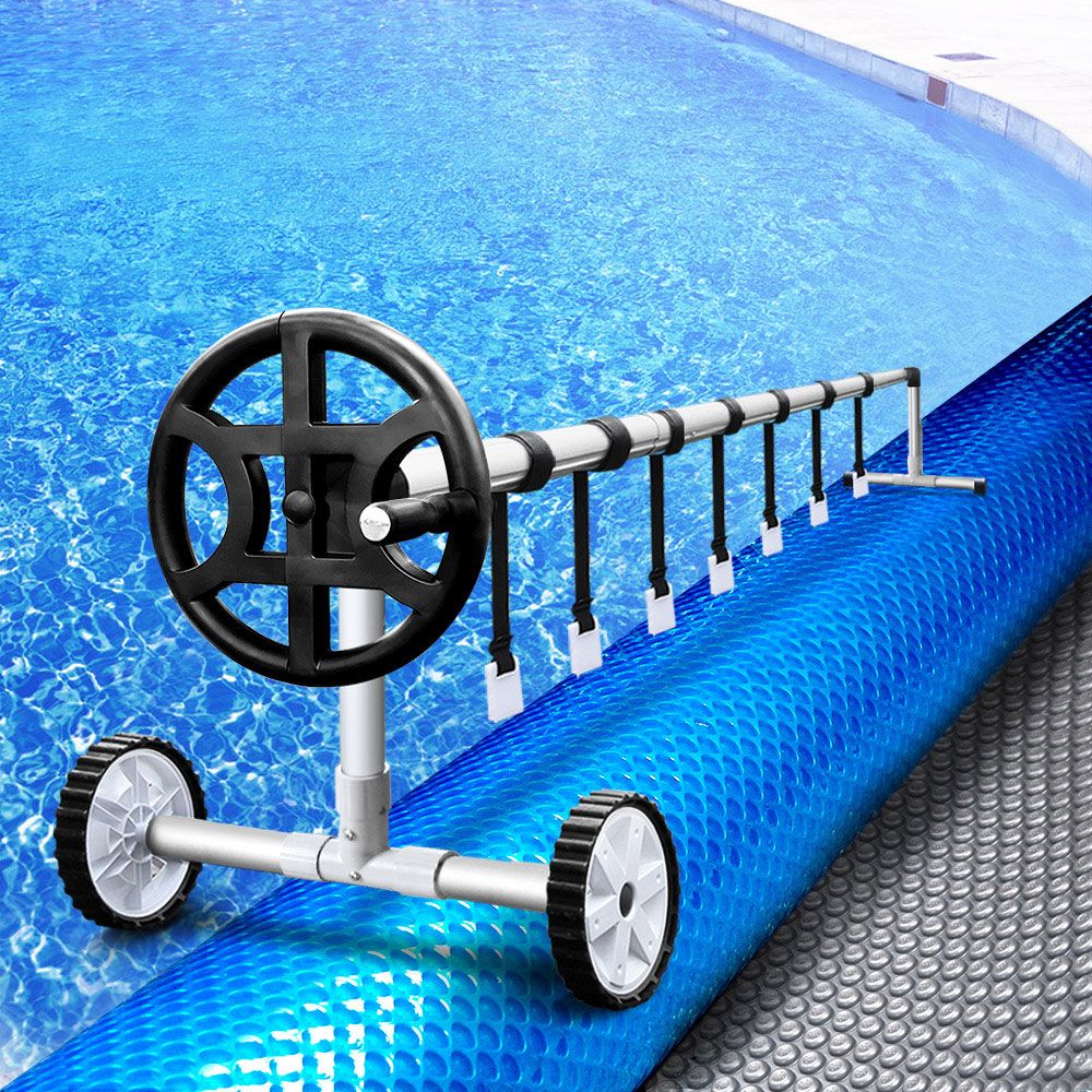 Aquabuddy Pool Cover 500 Micron 6.5x3m Silver Swimming Pool Solar Blanket 4m Roller Awezingly