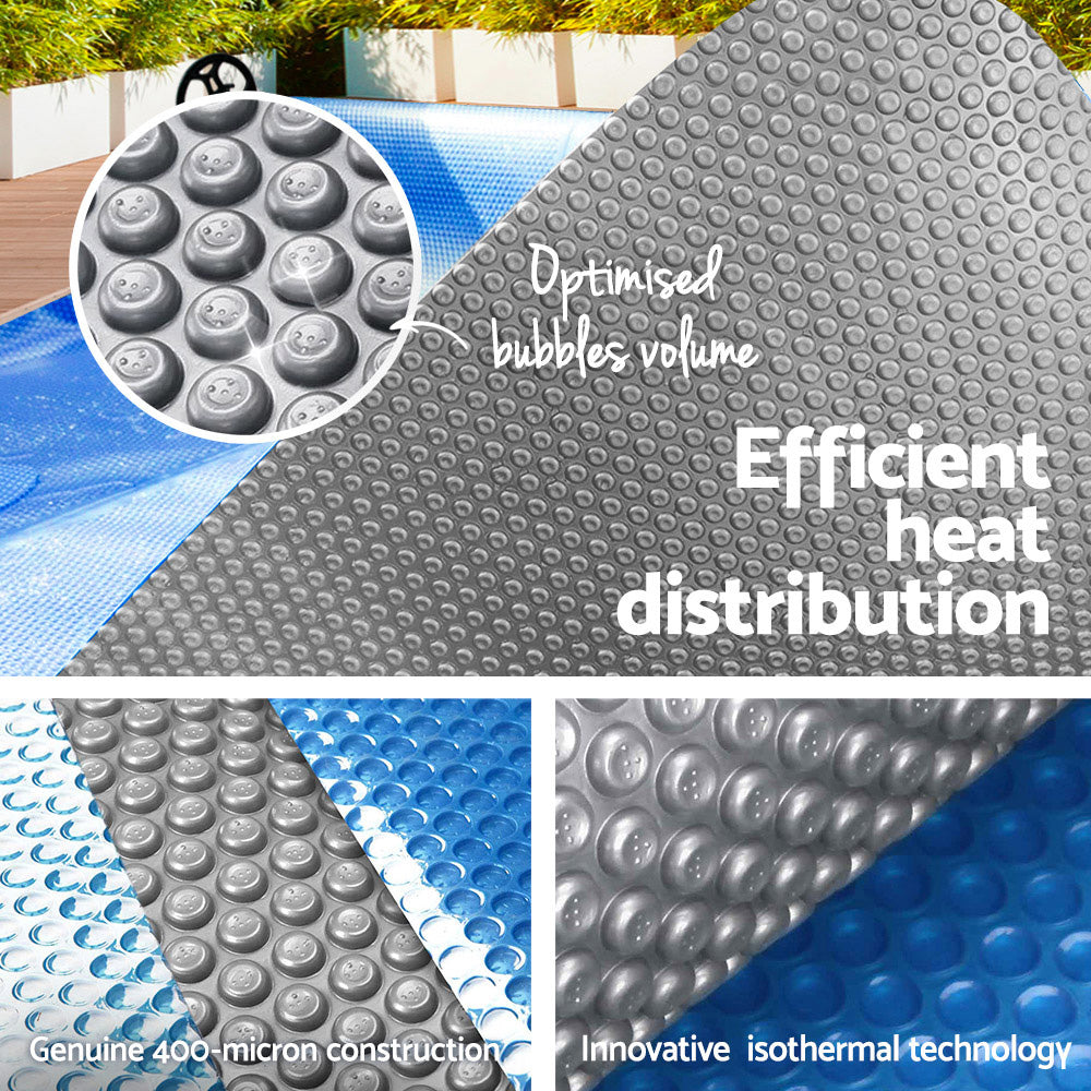 Aquabuddy Pool Cover 6.5x3m 400 Micron Swimming Pool Solar Blanket Blue Silver Awezingly