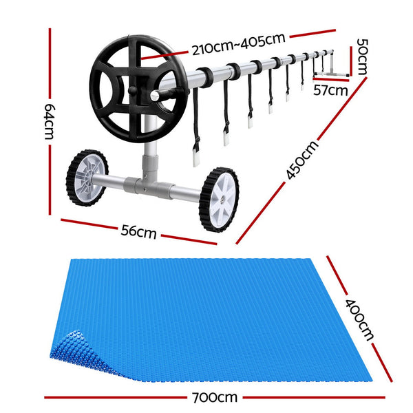 Aquabuddy Pool Cover 600 Micron 7x4m w/ Roller 4m Swimming Pools Solar Blanket Aquabuddy