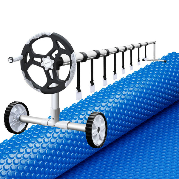 Aquabuddy Pool Cover 600 Micron 7x4m w/ Roller 5.55m Swimming Pools Solar Blanket Aquabuddy