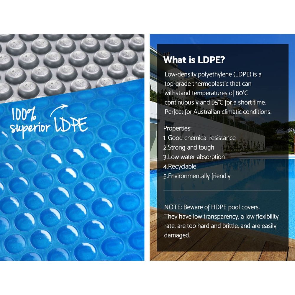 Aquabuddy Pool Cover 500 Micron 7x4m Silver Swimming Pool Solar Blanket 5.5m Blue Roller Awezingly