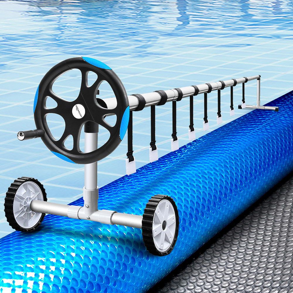Aquabuddy Pool Cover 500 Micron 7x4m Silver Swimming Pool Solar Blanket 5.5m Blue Roller Awezingly