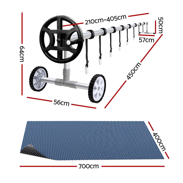 Aqua Buddy Pool Cover 600 Micron 7x4m w/ Roller 4m Swimming Pools Black Solar Blanket Awezingly
