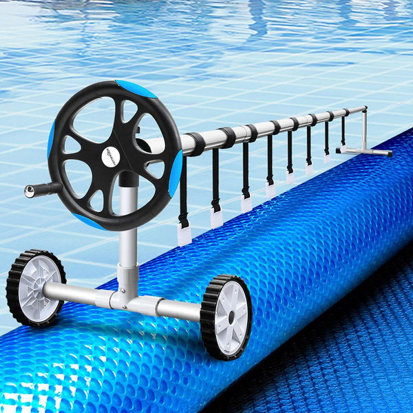 Aqua Buddy Pool Cover 8x4.2m 400 Micron Swimming Pool Solar Blanket 5.5m Roller Blue Awezingly