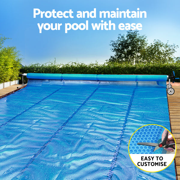Aqua Buddy Pool Cover 600 Micron Solar Heat Blanket 8x4.2m w/ 5.55m Roller Blue Awezingly