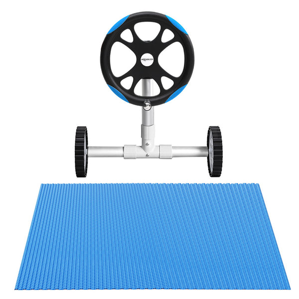 Aqua Buddy Pool Cover 600 Micron Solar Heat 9.5x5m Blanket w/ 5.55m Roller Blue Awezingly