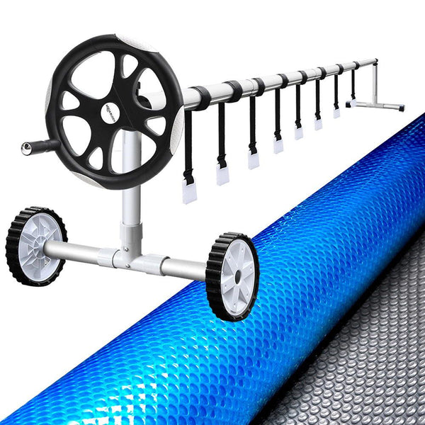 Aquabuddy Pool Cover 9.5x5m 400 Micron Swimming Pool Solar Blanket 5.5m Roller Awezingly