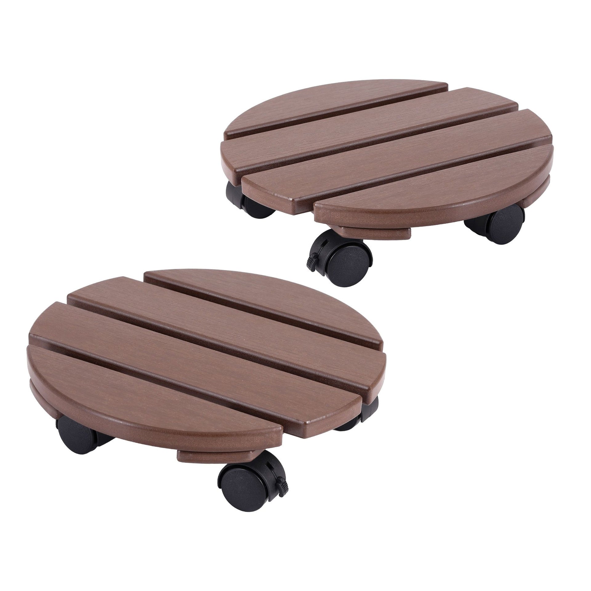 Gardeon 2PC Plant Carts HDPE Plant Caddy With Lockable Wheels Rolling Brown Gardeon