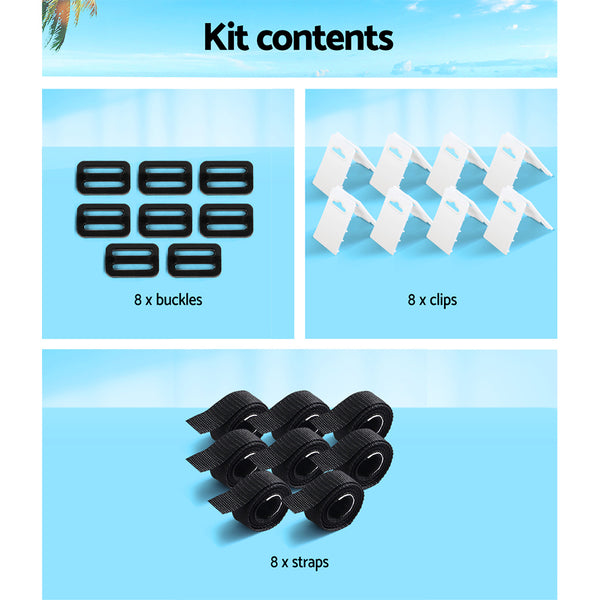 Aquabuddy Pool Cover Roller Attachment Swimming Pool Reel Straps Kit 8PCS Aquabuddy