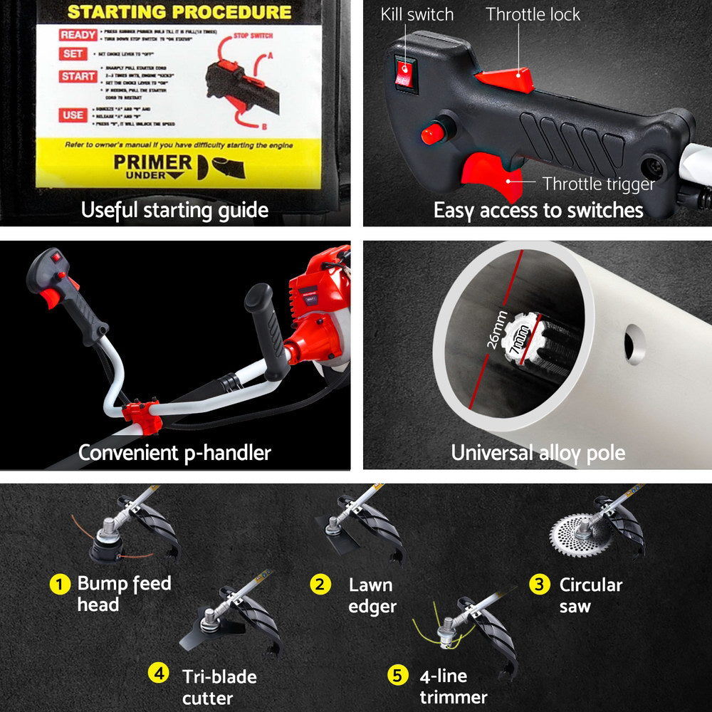Giantz  Pole Chainsaw 5in1 Petrol Circular Saw Hedge Trimmer Cutter Whipper Snipper Giantz