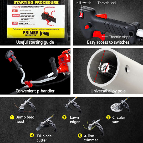 Giantz  Pole Chainsaw 5in1 Petrol Circular Saw Hedge Trimmer Cutter Whipper Snipper Giantz