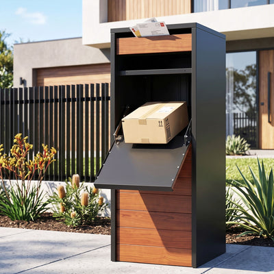 Gardeon Parcel Letterbox Drop Box Package Slot MailBox Walnut