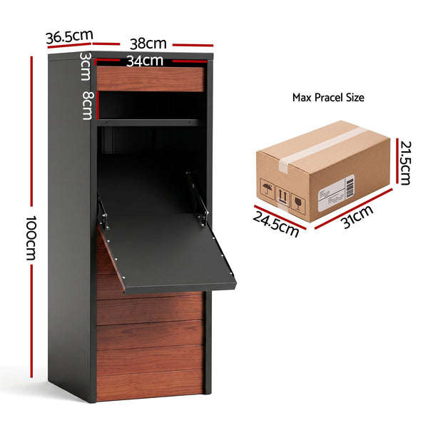 Gardeon Parcel Letterbox Drop Box Package Slot MailBox Walnut Awezingly