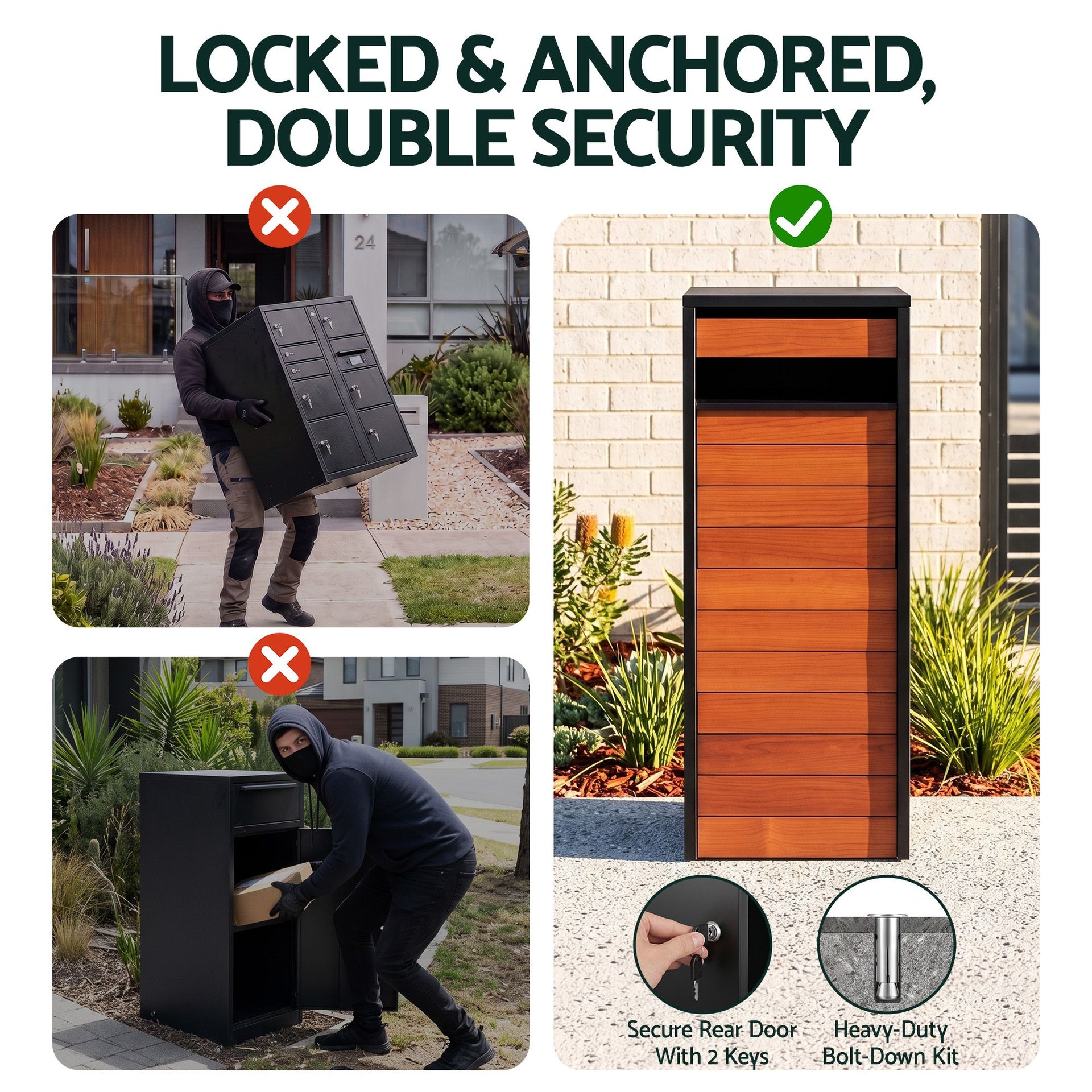 Gardeon Parcel Letterbox Drop Box Package Slot MailBox Walnut Awezingly