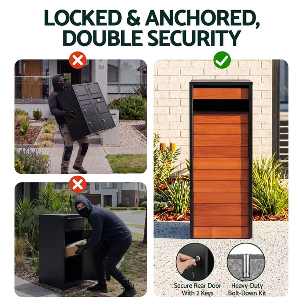 Gardeon Parcel Letterbox Drop Box Package Slot MailBox Walnut Awezingly
