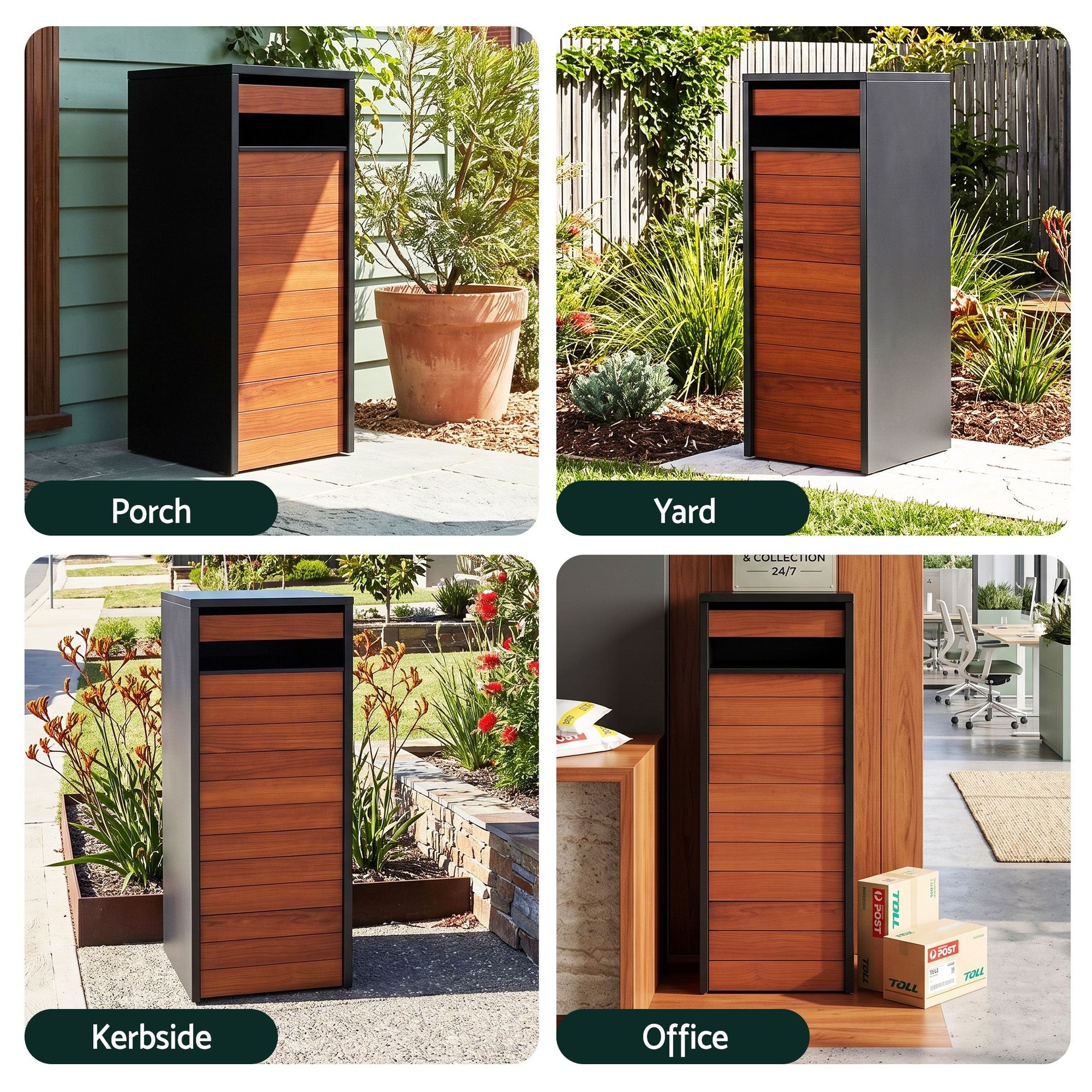 Gardeon Parcel Letterbox Drop Box Package Slot MailBox Walnut Awezingly